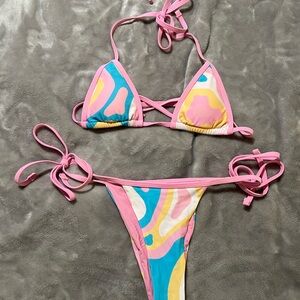 pink blackbough bikini
